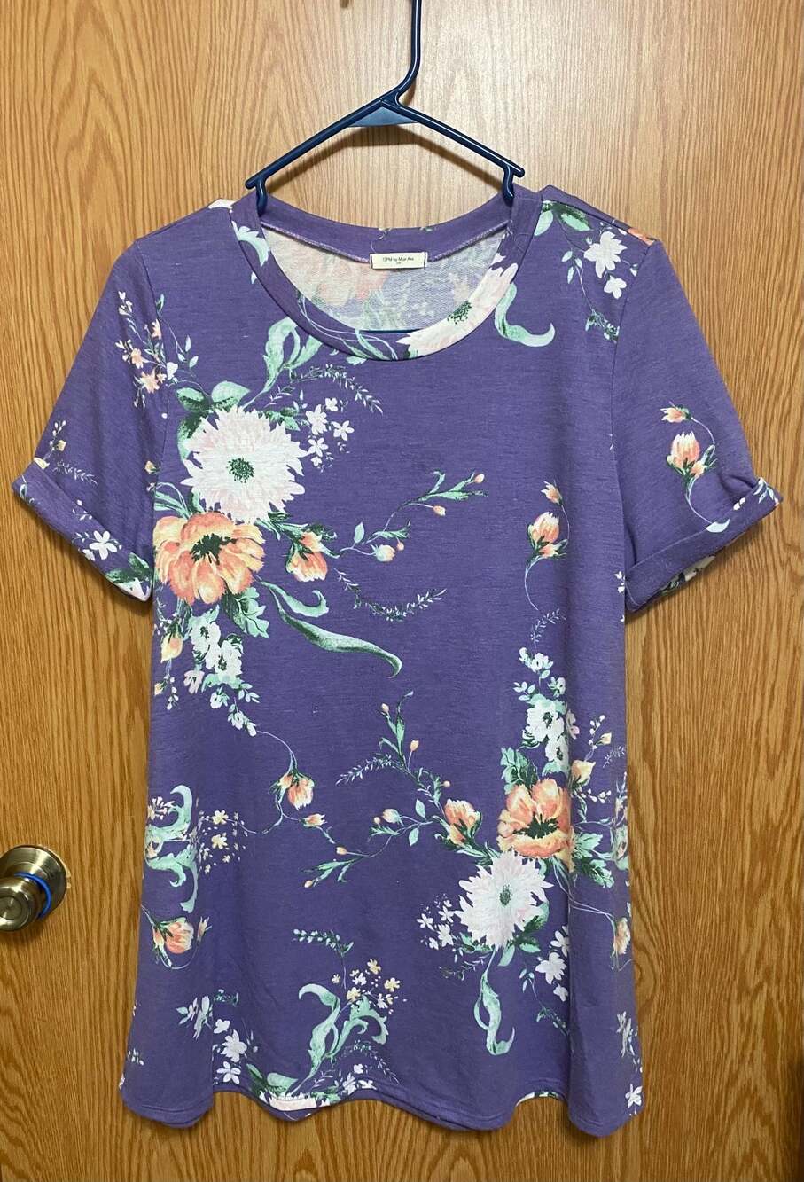 12PM by Mon Ami Women's Floral Short Sleeve Tunic Tee